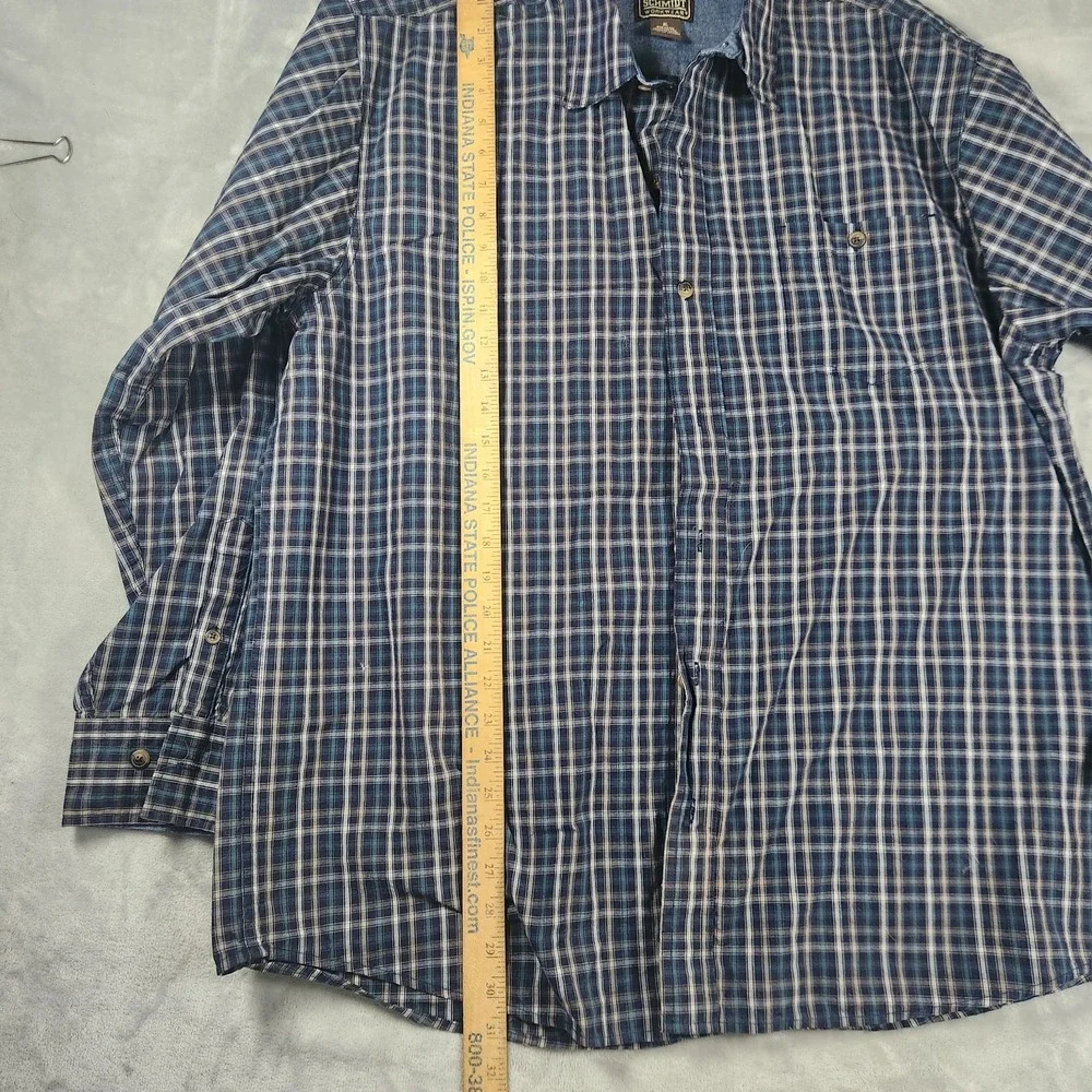 CE Schmidt Blue Plaid Work Shirt XL Long Sleeve Rugged Heavy Duty Utility Men